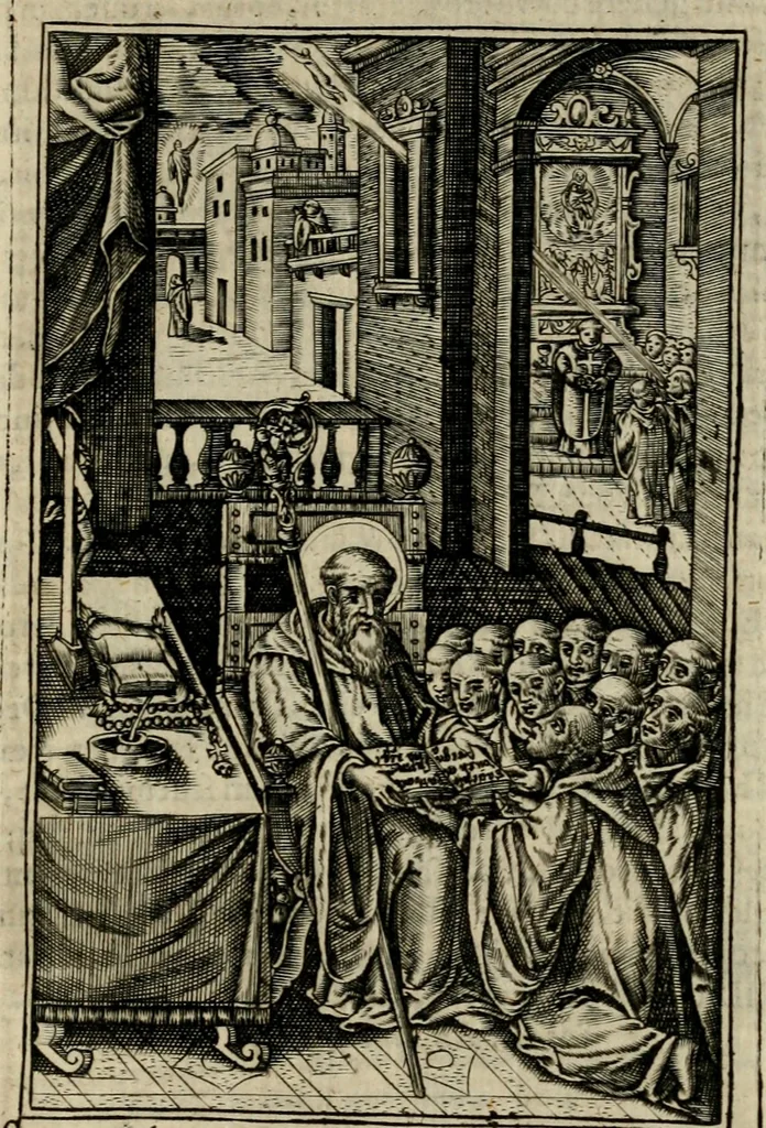 An illustration from Imagines sanctorum ord. S. Benedicti : tabellis aereis expressae cum eulogiis ex eorumdem vitis, 1625, leaf 50