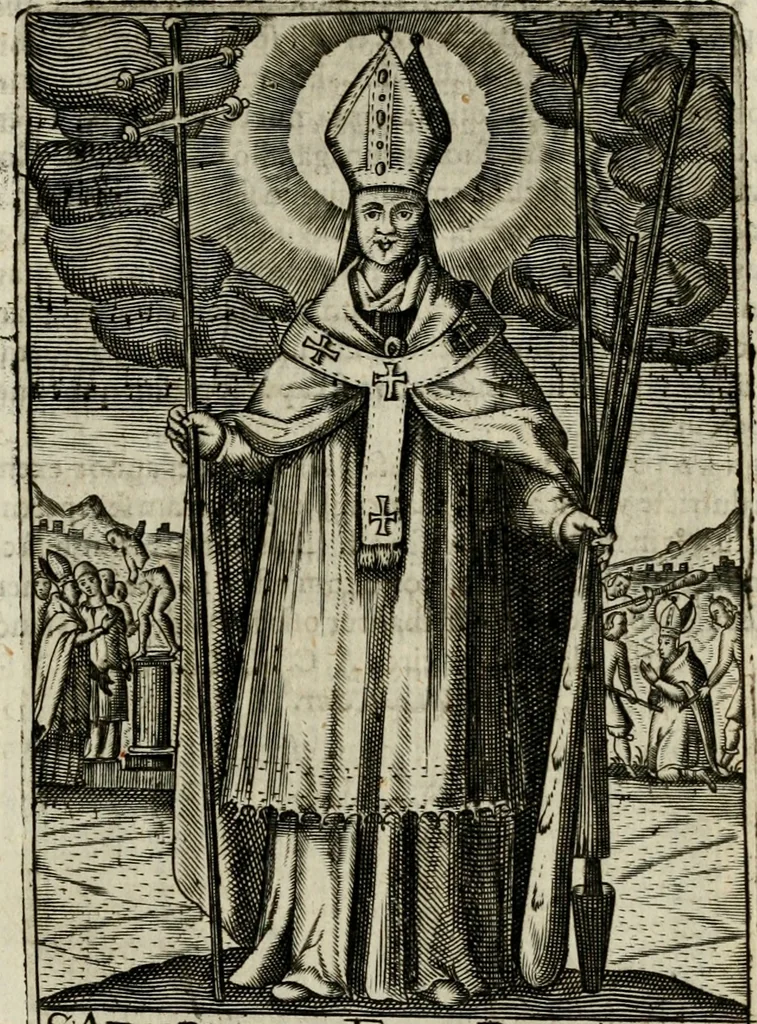 An illustration from Imagines sanctorum ord. S. Benedicti : tabellis aereis expressae cum eulogiis ex eorumdem vitis, 1625, leaf 62