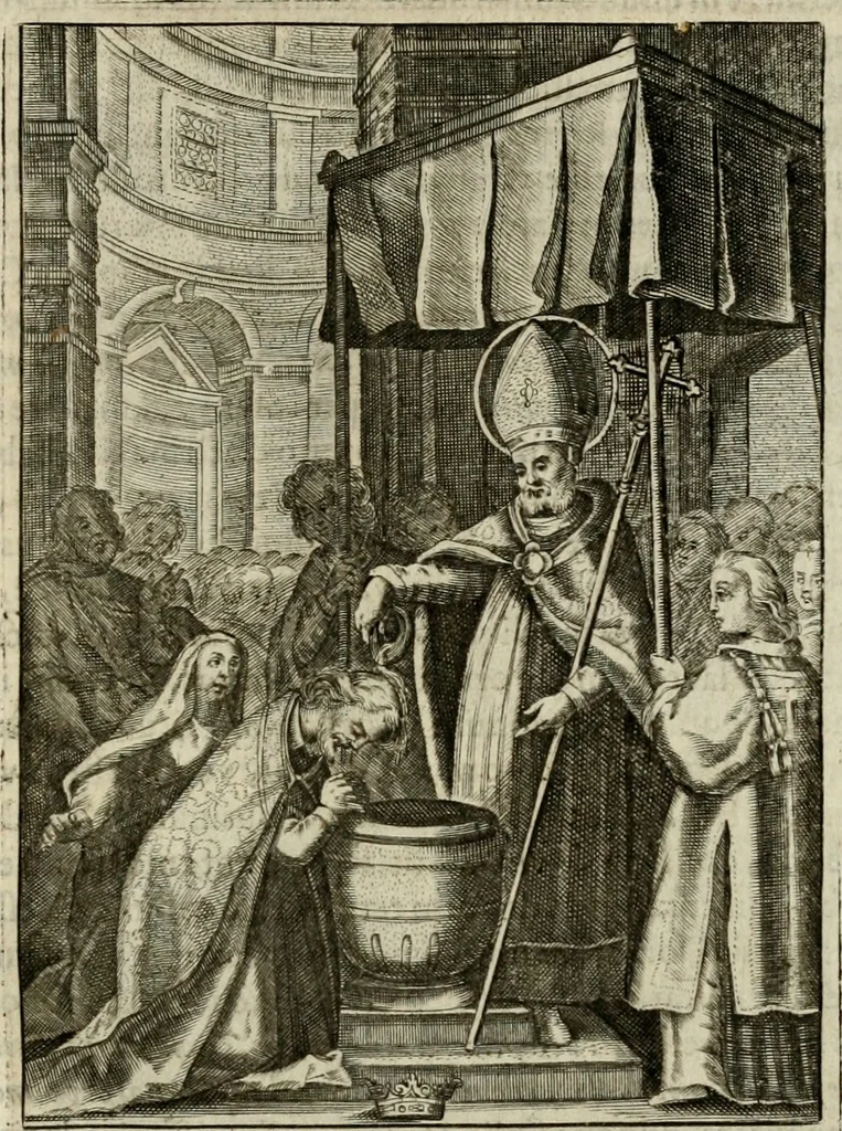 An illustration from Imagines sanctorum ord. S. Benedicti : tabellis aereis expressae cum eulogiis ex eorumdem vitis, 1625, leaf 76