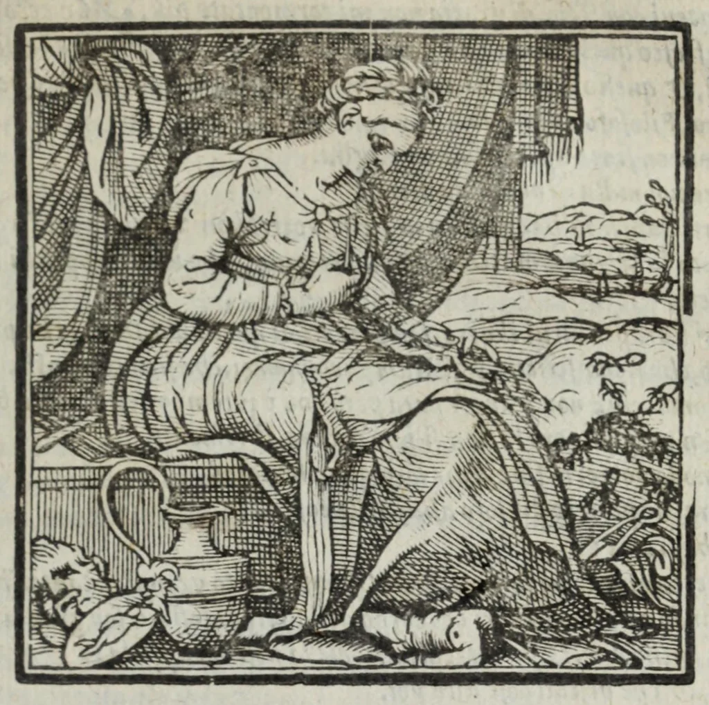 An illustration from I marmi del Doni, academico peregrino, cioè, Ragionamenti introdotti a farsi da varie conditioni d'huomini, à luoghi di honesto piacere in Firenze : ripieno di discorsi in varie scienze & discipline ; diviso in quattro libri .., 1609, leaf 127