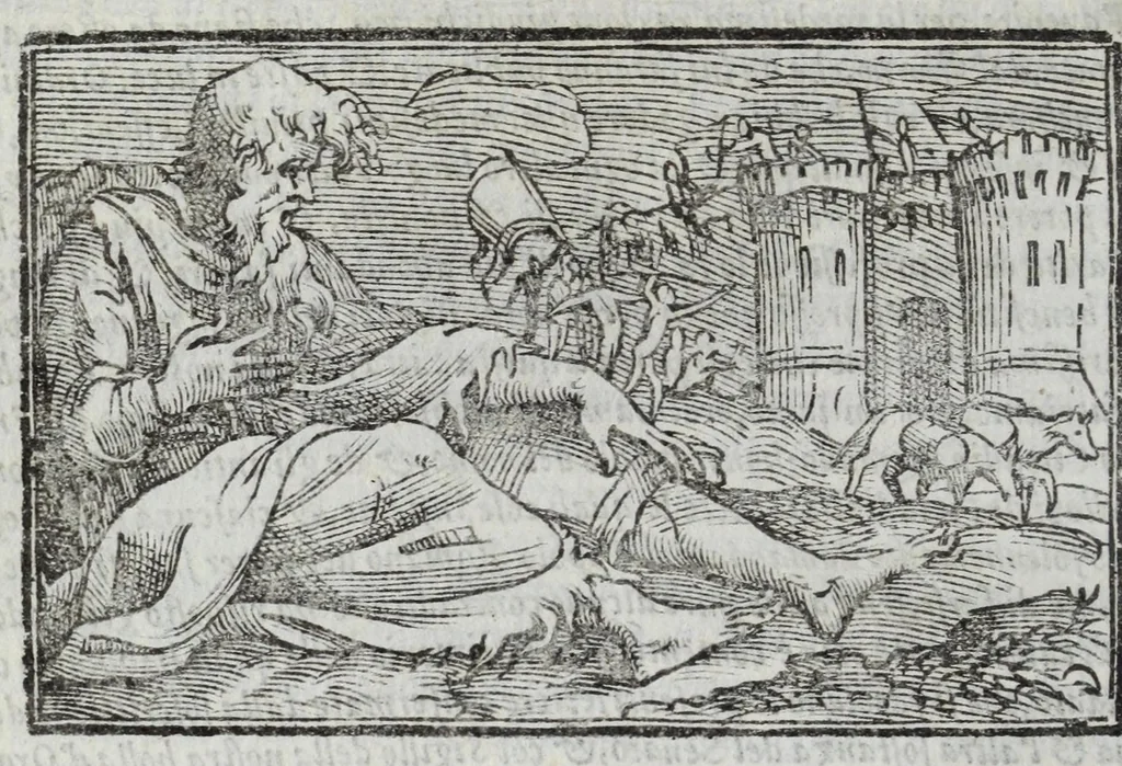 An illustration from I marmi del Doni, academico peregrino, cioè, Ragionamenti introdotti a farsi da varie conditioni d'huomini, à luoghi di honesto piacere in Firenze : ripieno di discorsi in varie scienze & discipline ; diviso in quattro libri .., 1609, leaf 226