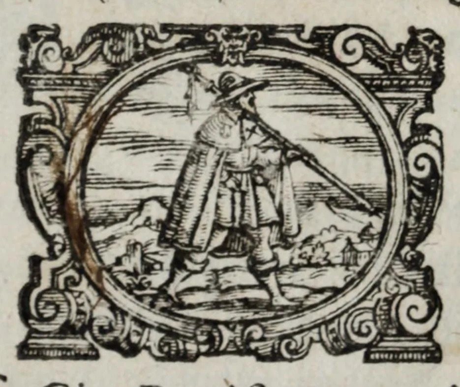 An illustration from I marmi del Doni, academico peregrino, cioè, Ragionamenti introdotti a farsi da varie conditioni d'huomini, à luoghi di honesto piacere in Firenze : ripieno di discorsi in varie scienze & discipline ; diviso in quattro libri .., 1609, leaf 5