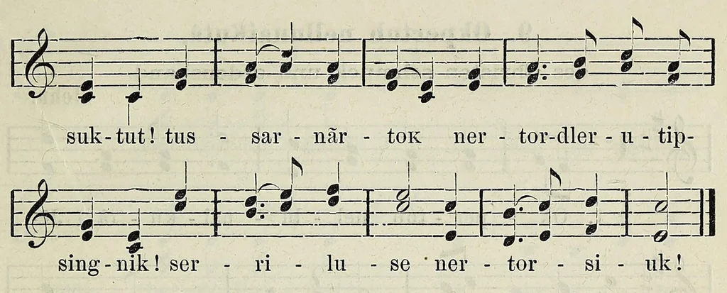 An illustration from Imgerutsit nôtiggit 100 = Hundert eskimoische Lieder : freie Übersetzungen und Nachbildungen deutscher Volksgesänge, 1872, leaf 17