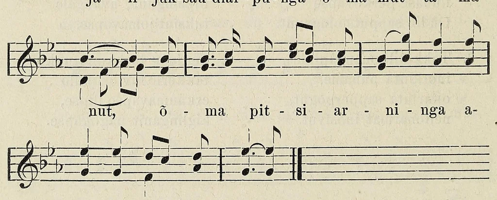 An illustration from Imgerutsit nôtiggit 100 = Hundert eskimoische Lieder : freie Übersetzungen und Nachbildungen deutscher Volksgesänge, 1872, leaf 72