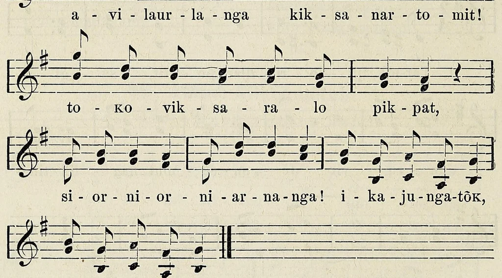An illustration from Imgerutsit nôtiggit 100 = Hundert eskimoische Lieder : freie Übersetzungen und Nachbildungen deutscher Volksgesänge, 1872, leaf 84