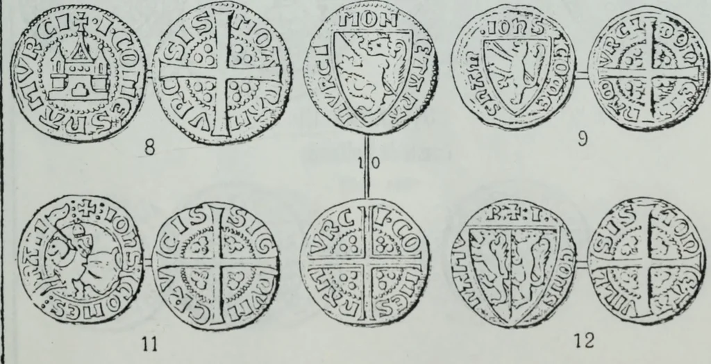 An illustration from Imitations des monnaies au type esterlin frappées en Europe pendante le XIIIe et le XIVe siècle, 1871, leaf 10