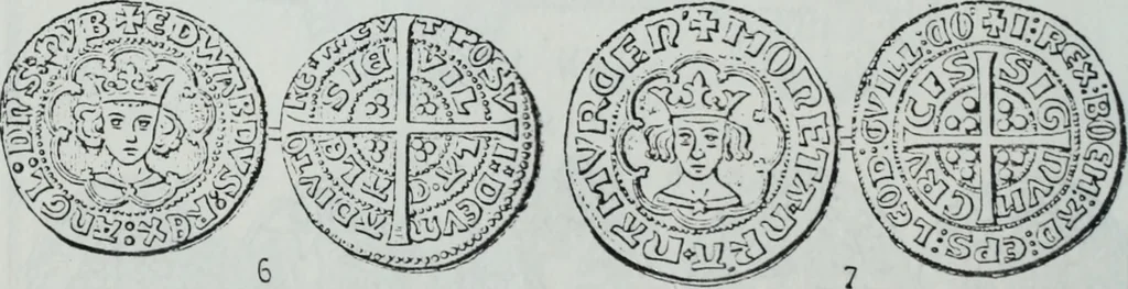 An illustration from Imitations des monnaies au type esterlin frappées en Europe pendante le XIIIe et le XIVe siècle, 1871, leaf 11