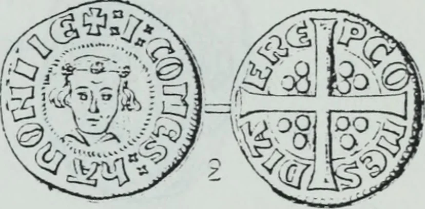 An illustration from Imitations des monnaies au type esterlin frappées en Europe pendante le XIIIe et le XIVe siècle, 1871, leaf 12