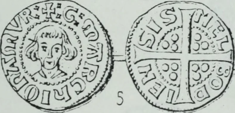 An illustration from Imitations des monnaies au type esterlin frappées en Europe pendante le XIIIe et le XIVe siècle, 1871, leaf 12