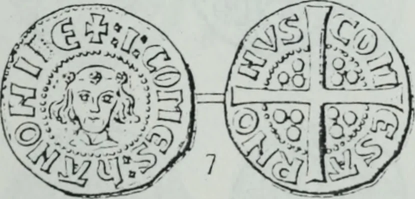 An illustration from Imitations des monnaies au type esterlin frappées en Europe pendante le XIIIe et le XIVe siècle, 1871, leaf 12