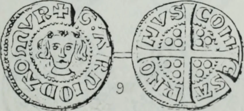 An illustration from Imitations des monnaies au type esterlin frappées en Europe pendante le XIIIe et le XIVe siècle, 1871, leaf 12