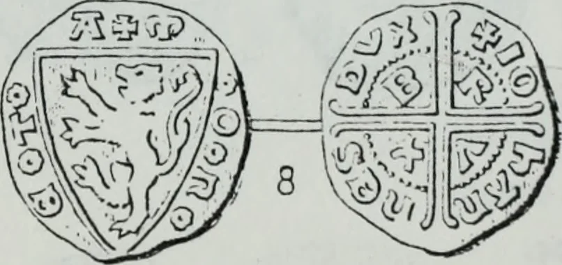 An illustration from Imitations des monnaies au type esterlin frappées en Europe pendante le XIIIe et le XIVe siècle, 1871, leaf 13