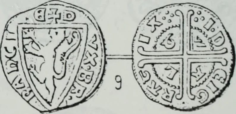 An illustration from Imitations des monnaies au type esterlin frappées en Europe pendante le XIIIe et le XIVe siècle, 1871, leaf 13