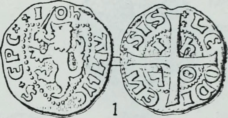 An illustration from Imitations des monnaies au type esterlin frappées en Europe pendante le XIIIe et le XIVe siècle, 1871, leaf 15