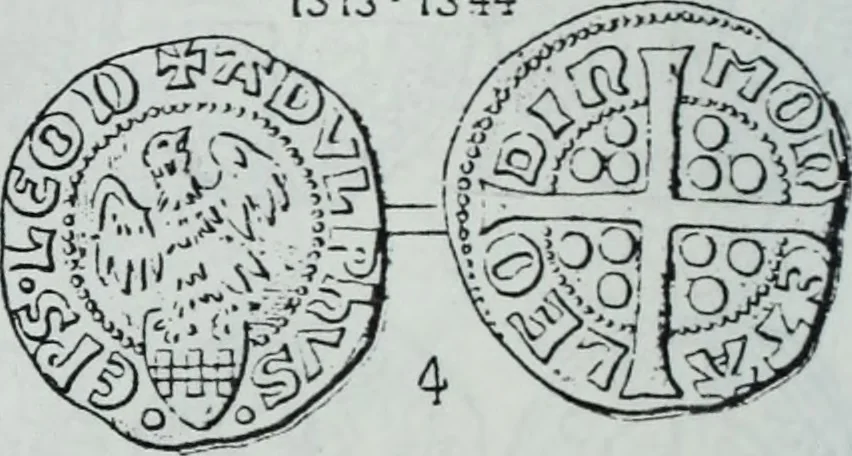 An illustration from Imitations des monnaies au type esterlin frappées en Europe pendante le XIIIe et le XIVe siècle, 1871, leaf 15