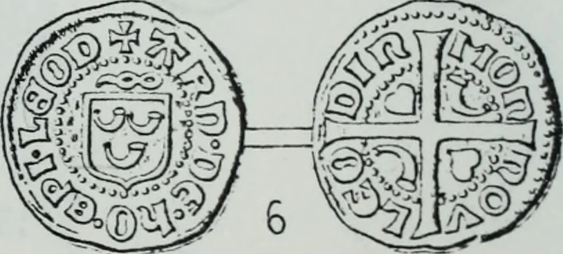An illustration from Imitations des monnaies au type esterlin frappées en Europe pendante le XIIIe et le XIVe siècle, 1871, leaf 15