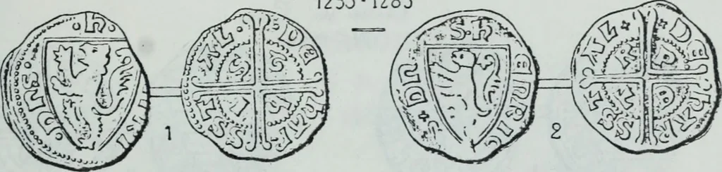 An illustration from Imitations des monnaies au type esterlin frappées en Europe pendante le XIIIe et le XIVe siècle, 1871, leaf 16