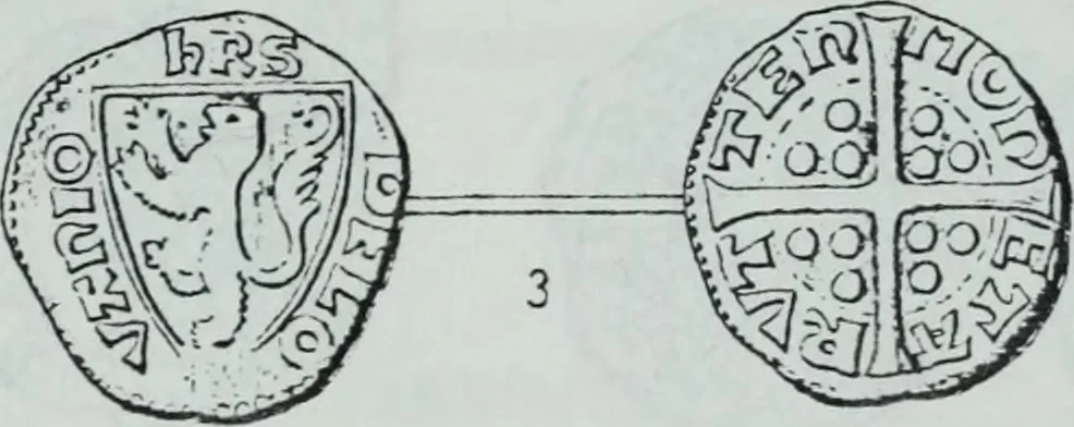 An illustration from Imitations des monnaies au type esterlin frappées en Europe pendante le XIIIe et le XIVe siècle, 1871, leaf 16