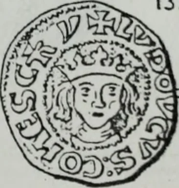 An illustration from Imitations des monnaies au type esterlin frappées en Europe pendante le XIIIe et le XIVe siècle, 1871, leaf 17