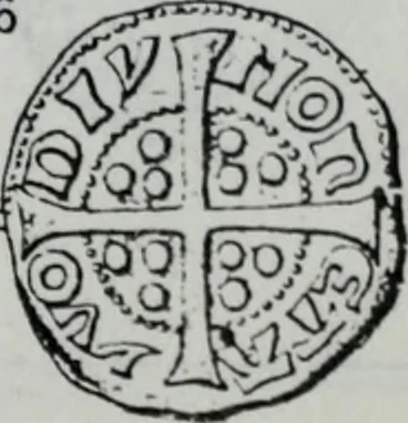 An illustration from Imitations des monnaies au type esterlin frappées en Europe pendante le XIIIe et le XIVe siècle, 1871, leaf 17