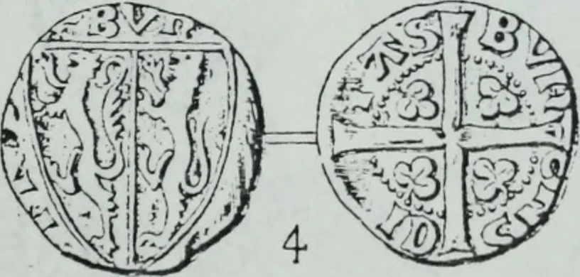 An illustration from Imitations des monnaies au type esterlin frappées en Europe pendante le XIIIe et le XIVe siècle, 1871, leaf 18