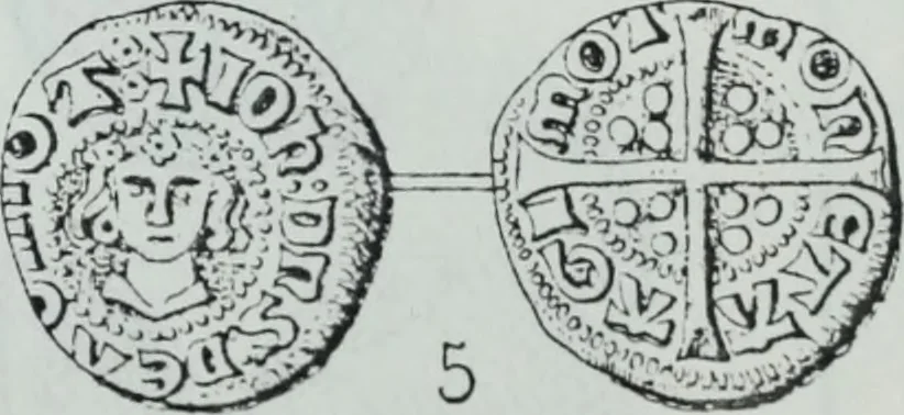 An illustration from Imitations des monnaies au type esterlin frappées en Europe pendante le XIIIe et le XIVe siècle, 1871, leaf 18