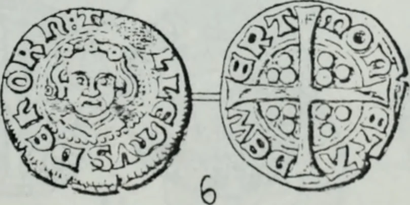 An illustration from Imitations des monnaies au type esterlin frappées en Europe pendante le XIIIe et le XIVe siècle, 1871, leaf 18