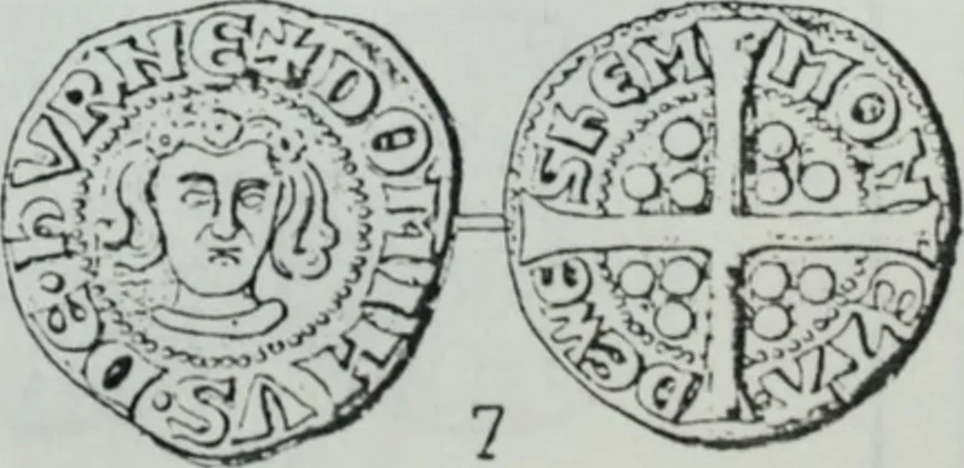 An illustration from Imitations des monnaies au type esterlin frappées en Europe pendante le XIIIe et le XIVe siècle, 1871, leaf 18