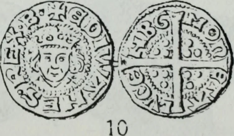 An illustration from Imitations des monnaies au type esterlin frappées en Europe pendante le XIIIe et le XIVe siècle, 1871, leaf 19