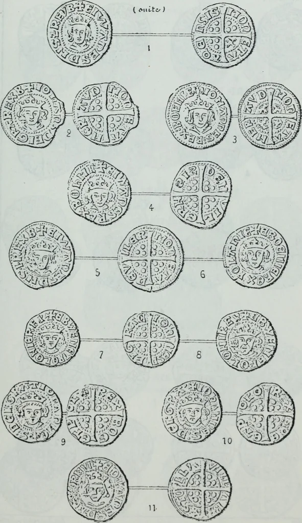 An illustration from Imitations des monnaies au type esterlin frappées en Europe pendante le XIIIe et le XIVe siècle, 1871, leaf 20