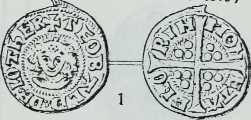 An illustration from Imitations des monnaies au type esterlin frappées en Europe pendante le XIIIe et le XIVe siècle, 1871, leaf 21