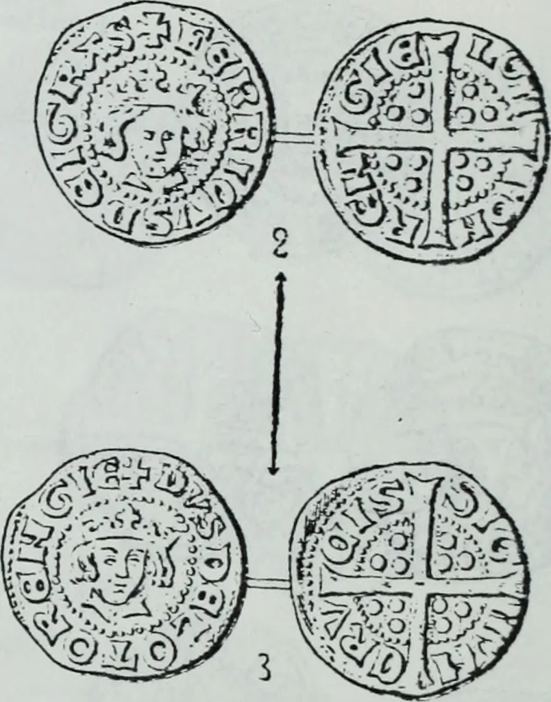 An illustration from Imitations des monnaies au type esterlin frappées en Europe pendante le XIIIe et le XIVe siècle, 1871, leaf 21