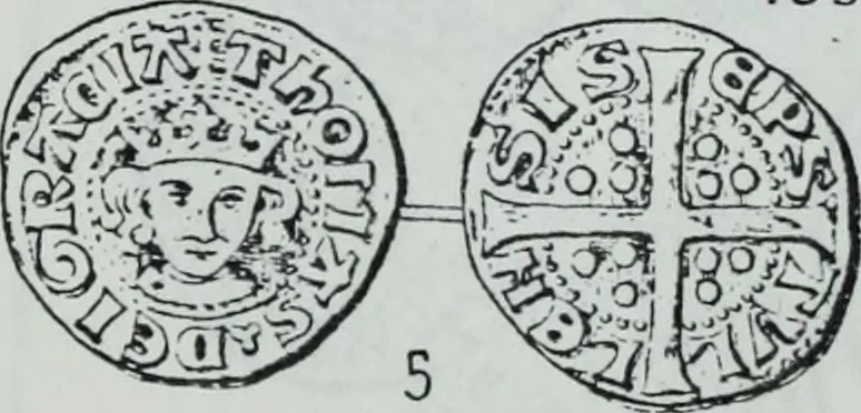 An illustration from Imitations des monnaies au type esterlin frappées en Europe pendante le XIIIe et le XIVe siècle, 1871, leaf 21