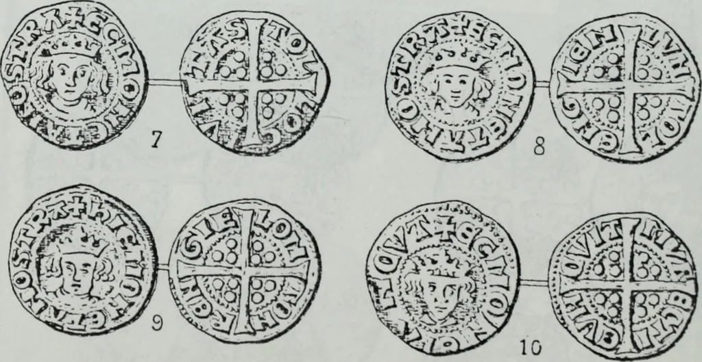 An illustration from Imitations des monnaies au type esterlin frappées en Europe pendante le XIIIe et le XIVe siècle, 1871, leaf 21