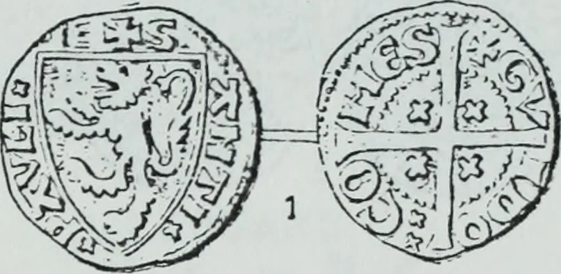 An illustration from Imitations des monnaies au type esterlin frappées en Europe pendante le XIIIe et le XIVe siècle, 1871, leaf 23
