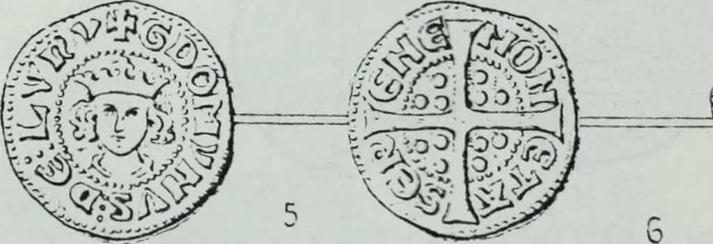 An illustration from Imitations des monnaies au type esterlin frappées en Europe pendante le XIIIe et le XIVe siècle, 1871, leaf 23