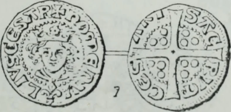 An illustration from Imitations des monnaies au type esterlin frappées en Europe pendante le XIIIe et le XIVe siècle, 1871, leaf 24