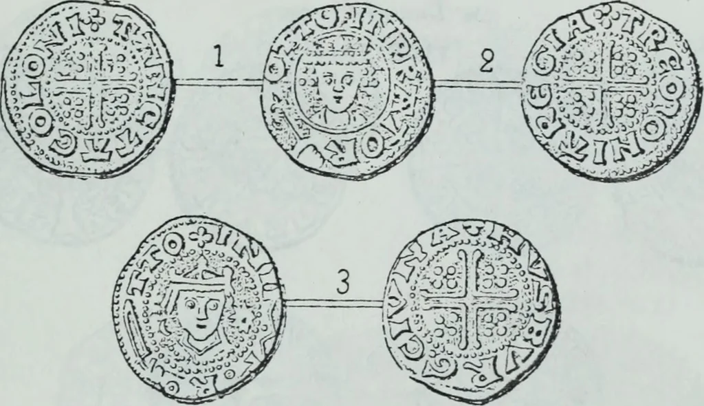An illustration from Imitations des monnaies au type esterlin frappées en Europe pendante le XIIIe et le XIVe siècle, 1871, leaf 26
