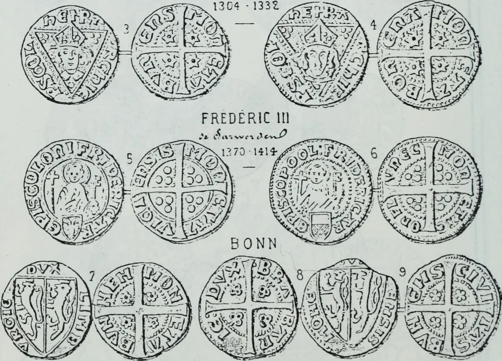 An illustration from Imitations des monnaies au type esterlin frappées en Europe pendante le XIIIe et le XIVe siècle, 1871, leaf 29
