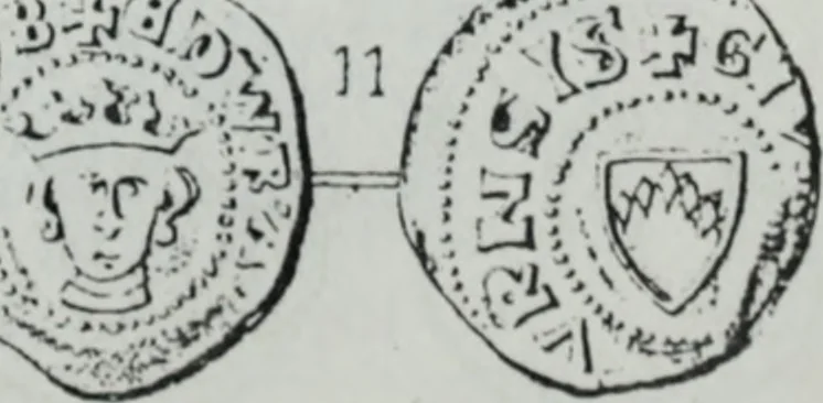 An illustration from Imitations des monnaies au type esterlin frappées en Europe pendante le XIIIe et le XIVe siècle, 1871, leaf 30