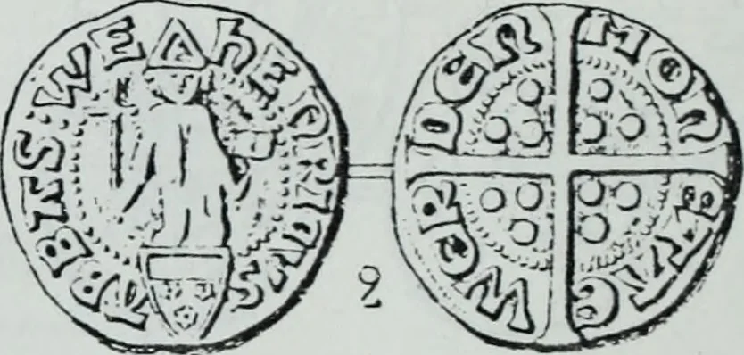 An illustration from Imitations des monnaies au type esterlin frappées en Europe pendante le XIIIe et le XIVe siècle, 1871, leaf 31