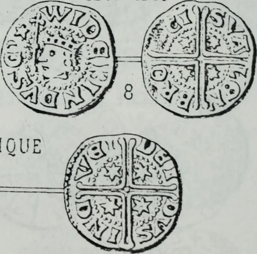 An illustration from Imitations des monnaies au type esterlin frappées en Europe pendante le XIIIe et le XIVe siècle, 1871, leaf 31