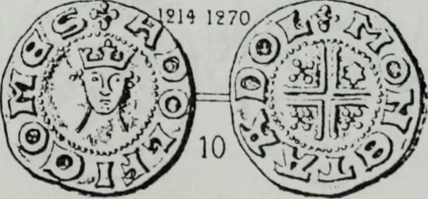 An illustration from Imitations des monnaies au type esterlin frappées en Europe pendante le XIIIe et le XIVe siècle, 1871, leaf 31