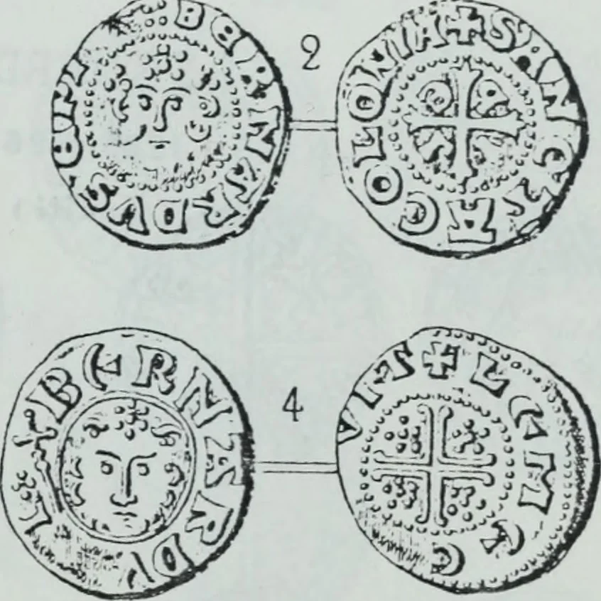 An illustration from Imitations des monnaies au type esterlin frappées en Europe pendante le XIIIe et le XIVe siècle, 1871, leaf 32
