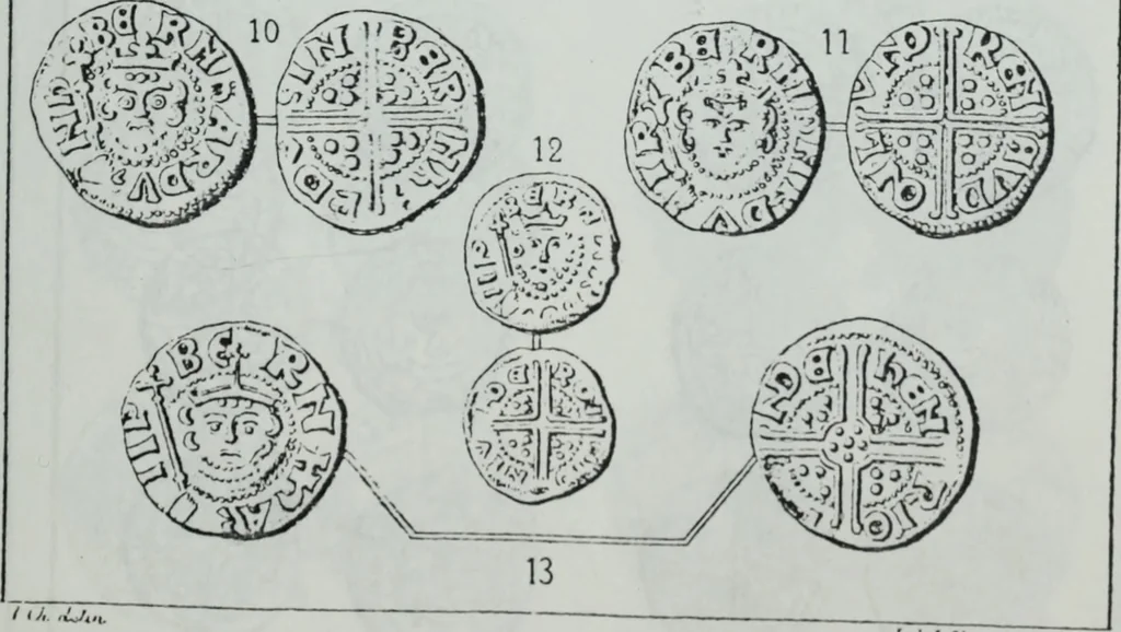 An illustration from Imitations des monnaies au type esterlin frappées en Europe pendante le XIIIe et le XIVe siècle, 1871, leaf 32