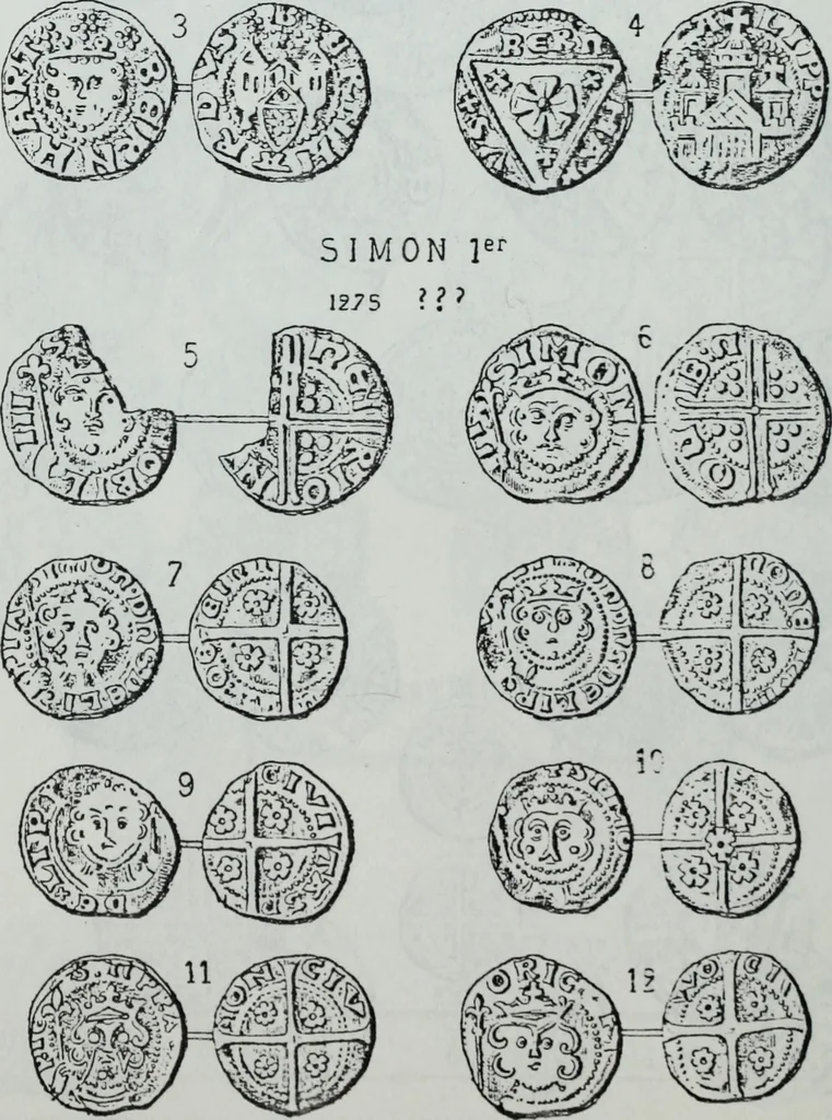 An illustration from Imitations des monnaies au type esterlin frappées en Europe pendante le XIIIe et le XIVe siècle, 1871, leaf 33