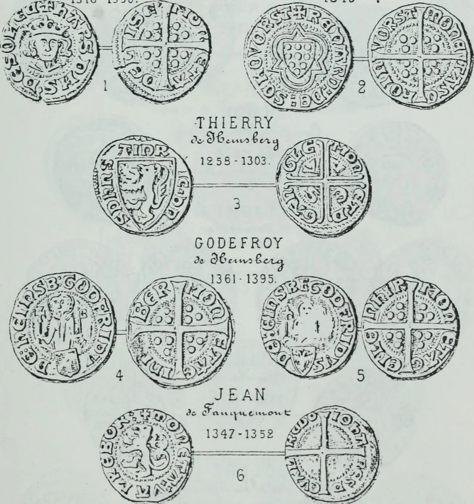 An illustration from Imitations des monnaies au type esterlin frappées en Europe pendante le XIIIe et le XIVe siècle, 1871, leaf 34