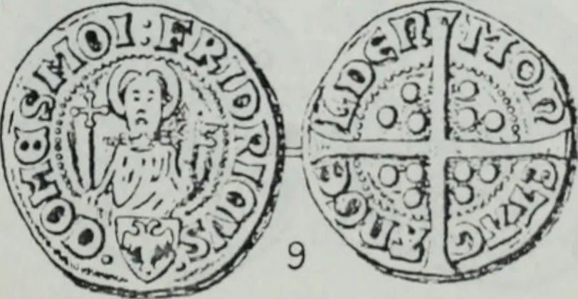 An illustration from Imitations des monnaies au type esterlin frappées en Europe pendante le XIIIe et le XIVe siècle, 1871, leaf 34