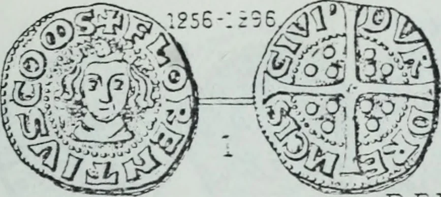 An illustration from Imitations des monnaies au type esterlin frappées en Europe pendante le XIIIe et le XIVe siècle, 1871, leaf 36