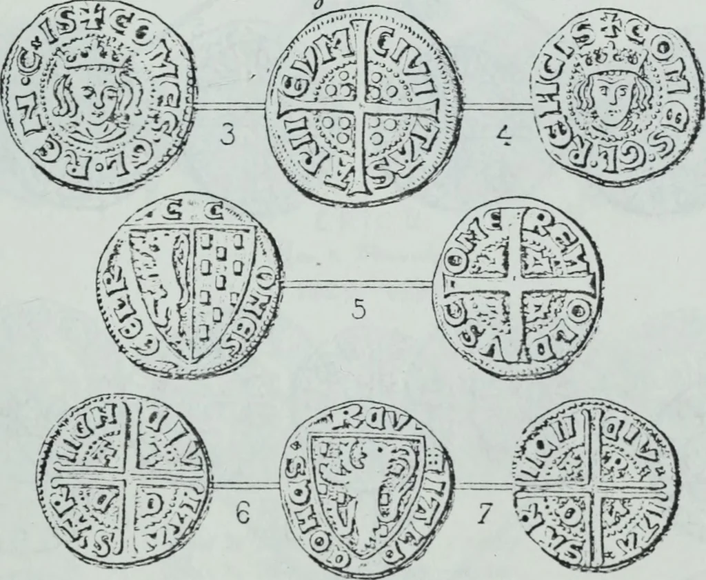 An illustration from Imitations des monnaies au type esterlin frappées en Europe pendante le XIIIe et le XIVe siècle, 1871, leaf 36
